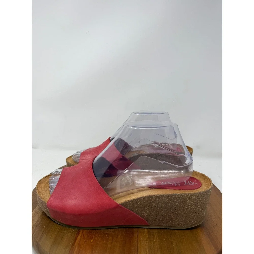 Miz Mooz Red Leather Wedge Platform Sandals Women's‎ Size 40 Slip On US 9